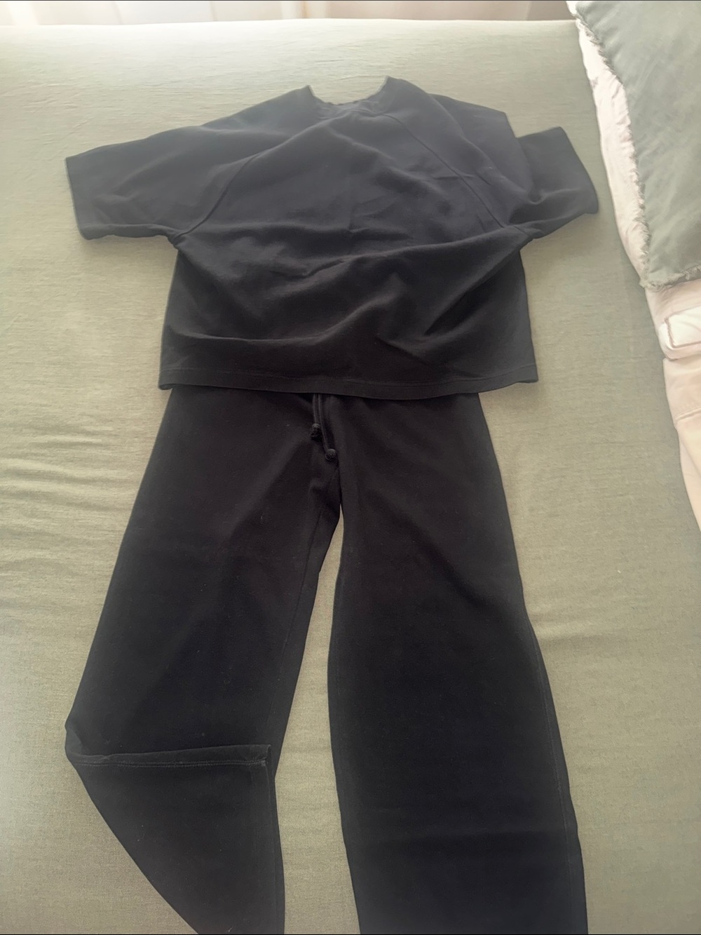 Zara Black Wide-Leg Track Pants with Drawstring